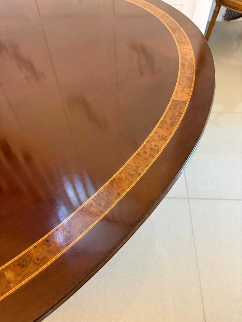 Antique Edwardian Quality Figured Mahogany 8 Seater Oval Dining Table - Image 7